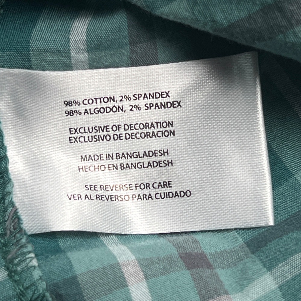 GAP Button Down Shirt Mens XL Green Plaid Long Sleeve Poplin Stretch New - Picture 8 of 9